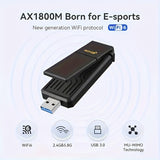 Adaptador sin varillas WiFi 6 USB 3.0 de 1800Mbps, Compatible con PC y Portátil, Adaptador USB WiFi 802.11ax con Tecnología Super USB 3.0 y Seguridad WPA3, Antena Dual de Alta Ganancia 5Dbi, Banda Dual 5.8G/2.4G, Receptor/Transmisor WiFi, Solo Compatible