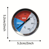 Termómetro de horno de 50 mm, 0-300 ° C, longitud de la sonda de 65 mm, adecuado para hornos de exterior, hornos de cocina, hornos domésticos.