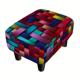 Un Taburete Pequeño Estampado De Parches, Un Taburete Cuadrado De Lino Suave, Un Taburete Bajo Para Cambiar Zapatos Para Uso En El Hogar.