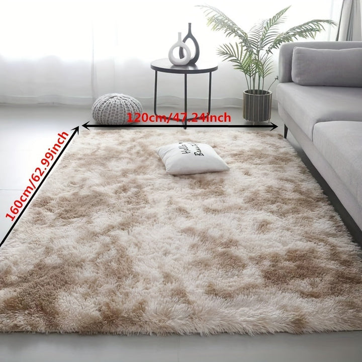 Alfombra de Área Shag Tie-Dye de Peluche, 119.38cm x 160.02cm, Suave y Amigable con la Piel, Fácil de Cuidar para Decoración de Salón y Dormitorio