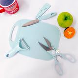 Kit Tabla de Picar 4 Piezas Cuchillo Tijera Pelador Cocina 19COCI