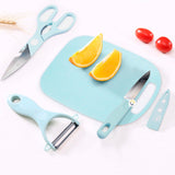 Kit Tabla de Picar 4 Piezas Cuchillo Tijera Pelador Cocina 19COCI