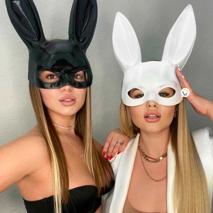 Mascara Conejo Negro Mujer Sexy Media Cara Halloween Accesorio Disfraz PG395N