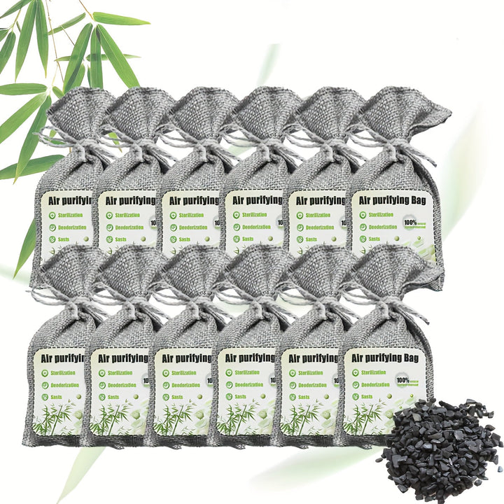 3/5/12 piezas de bolsas de purificación del aire de carbón de bambú de alta calidad | Multiusos para zapatos, armarios, dormitorios, coches, baños, cocinas y sótanos | Carbono activado natural | No se necesita electricidad, bolsas de purificación para el
