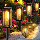 6 piezas de luces solares de tungsteno para césped, iluminación comercial de calles y áreas, luces LED para césped para decoración de atmósfera al aire libre - Adecuadas para villa, jardín, patio, sendero y iluminación de paisaje de patio.