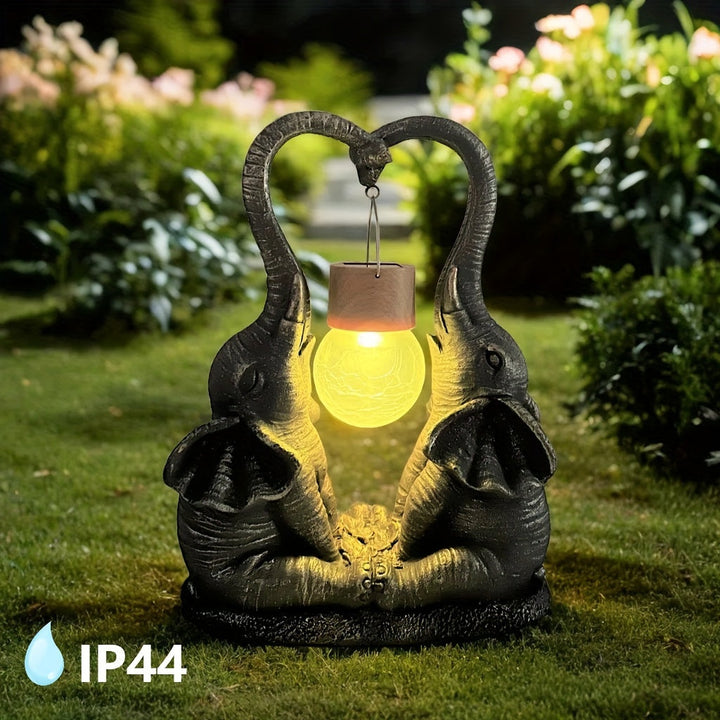 1 pza. Lámpara de estatua con energía solar, diseño de elefante, material de resina, recargable mediante luz solar, sin control remoto, perfecta para jardín, patio, césped, entrada, estanque, balcón o ventana.