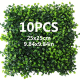 10 piezas de paneles de seto de boj artificial, 25cm x 25cm - Hojas verdes resistentes a la radiación UV para decoración del hogar, oficina, dormitorio y jardín - Ideal para bodas, fiestas y celebraciones estacionales, decoración de fiestas | Estética na