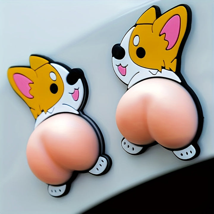 1/2/4 piezas de juguetes de alivio de presión para trasero de perro lindo - Silicona, pegatinas anticolisión para teléfonos, refrigeradores, coches y tabletas - Diseño de dibujos animados lindo, previene arañazos y colisiones