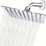 Cabezal de ducha cuadrado de acero inoxidable de lujo, montaje en pared, acabado pulido, alta presión de agua, pulverización potente, ahorro de agua, no necesita electricidad, mejora estética del baño