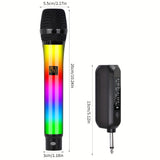 Micrófono inalámbrico G-MARK 2.4G, doble micrófono, luz dinámica RGB con gradiente, para Kara OK, transmisión en vivo, canto, vida útil de la batería de 2 horas, kit ligero de plástico.