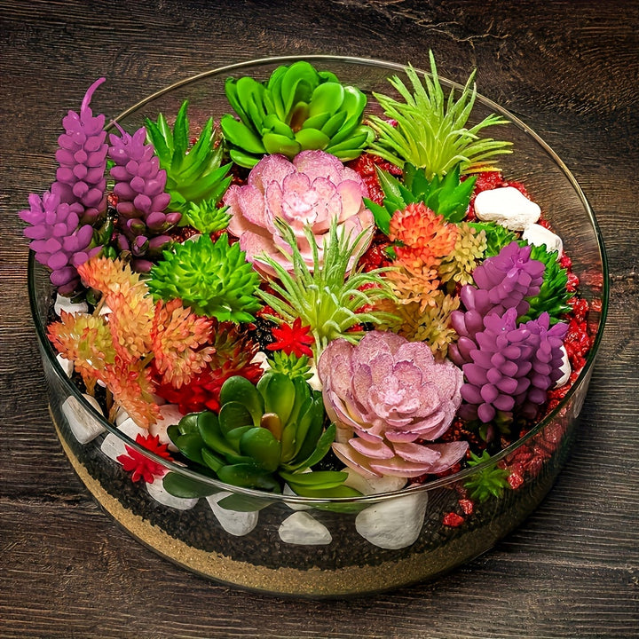 27 piezas de combinación de suculentas mini DIY, muebles de exhibición para cocina y sala de estar, decoración interior creativa al aire libre, bonsái, planta verde, primavera, otoño, Acción de Gracias, festival de cosecha (excluyendo contenedores)