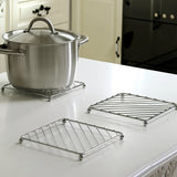 Juego de Soporte para Ollas y Posavasos Multifuncional de Acero Inoxidable - Diseño Antideslizante y Fácil de Limpiar con 4 Bolas Redondas, Ideal para Cocina y Comedor