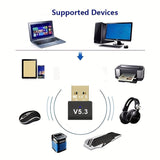 Adaptador sin varillas USB 5.3 con Transferencia Rápida de Datos, Plug & Play Sin Controladores Necesarios, Conexión Dual Inalámbrica, Compatible con PC, Laptop, Teléfono, Juegos, Impresora, Auriculares, Tableta, Teclado y Ratón - Adaptador de Red Alimen