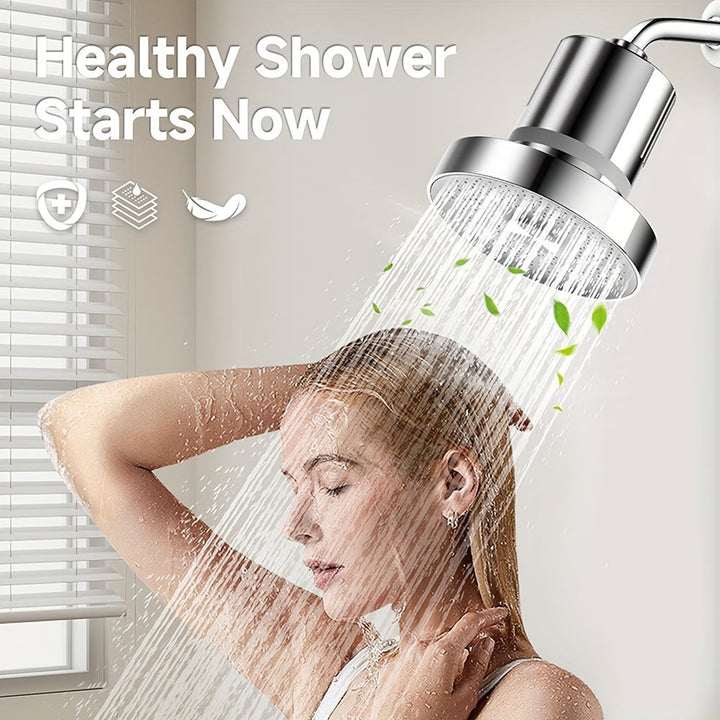 Cabezal de ducha circular con filtro superior, 1 unidad - Cabezal de ducha de lluvia de plástico duradero y alta presión, instalación fácil sin herramientas, accesorio para baño ideal para una experiencia relajante en familia, accesorios para ducha