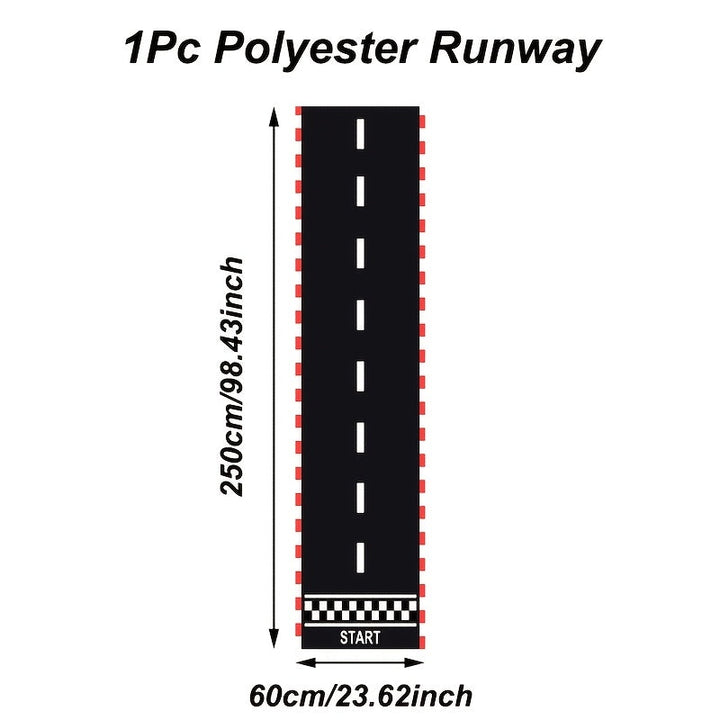 1pc Alfombra de Pista a Cuadros en Blanco y Negro, 60*250cm - Runner Deportivo de Poliéster con Diseño "START", Ideal para Fiestas Temáticas de Carreras y Decoraciones de Cumpleaños