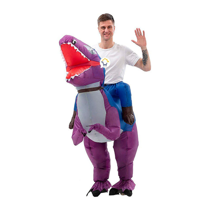Disfraz De Dinosaurio Morado Inflable Montable Halloween Adulto DIMO