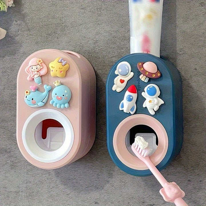 1 Exprimidor Automático De Pasta De Dientes, Soporte De Pasta De Dientes De Dibujos Animados Lindo 3D, Exprimidor De Pasta De Dientes Sin Perforación Para Colgar En La Pared, Adecuado Para Baño, Accesorios De Baño