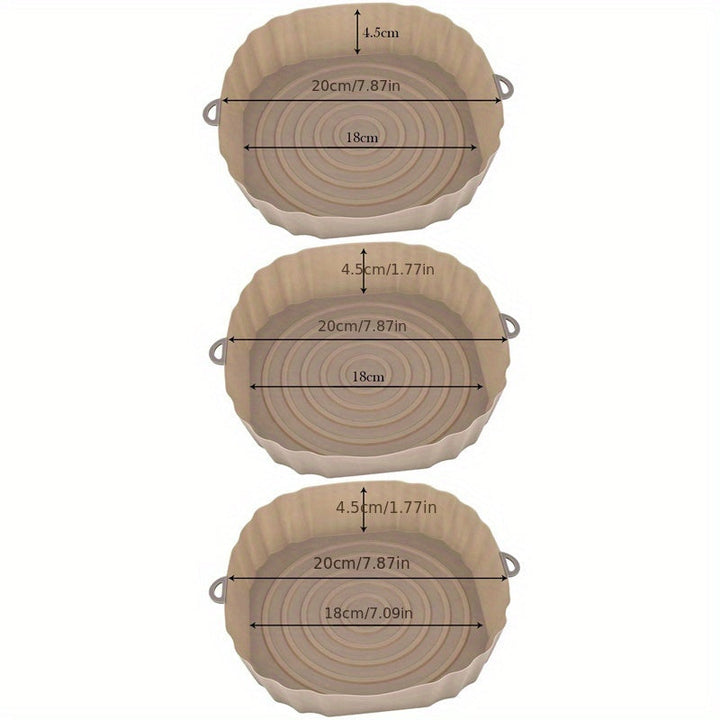 3 paquetes de revestimientos de silicona para freidoras de aire - 18,01 cm, alfombrillas reutilizables antiadherentes para cestas, bandejas de silicona de grado alimenticio, utensilios de cocina para freír con aire, hornear, accesorios para horno