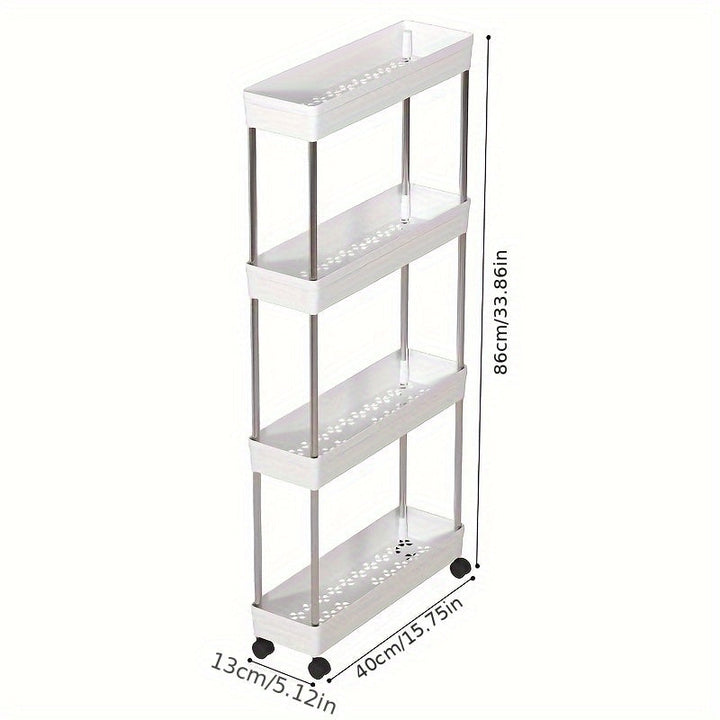 Carro de almacenamiento de cuatro niveles, carrito de varias capas para espacios reducidos - estantería de cocina, carrito de piso, organizador delgado, organizador de varias capas para sala de estar y baño.