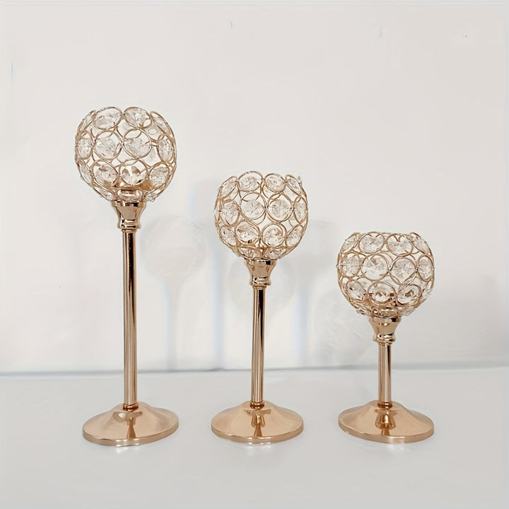 Juego de 3 Portavelas de Cristal Antiviento - Perfecto para Navidad, Cenas de Halloween y Decoraciones de Boda, Accesorios Ideales para Exhibición en Mesa y Fiestas (Velitas No Incluidas), Mejor para el Día de Acción de Gracias