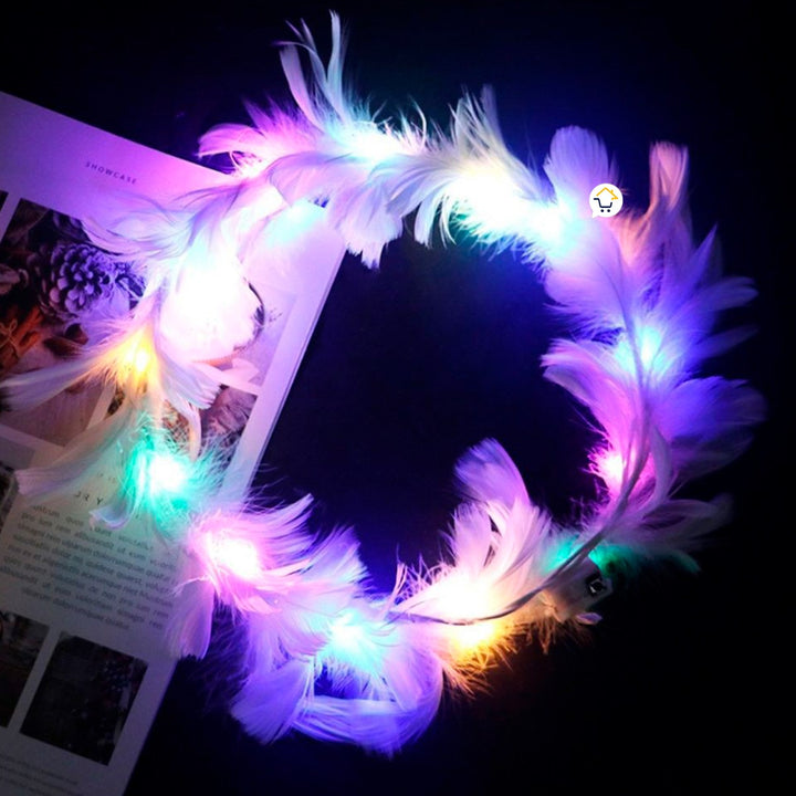 Corona Plumas Aureola Ángel Halo Luz Led Disfraz TRS183