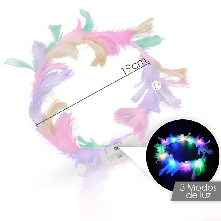 Corona Plumas Aureola Ángel Halo Luz Led Disfraz TRS183