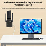 Extensor de señal WiFi potente, amplificador de cobertura, 300 Mbps, con 6 antenas receptoras de alta potencia, modo AP, compatible con puerto Ethernet