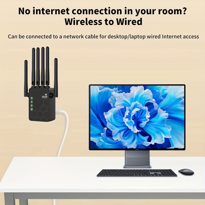 Extensor de señal WiFi potente, amplificador de cobertura, 300 Mbps, con 6 antenas receptoras de alta potencia, modo AP, compatible con puerto Ethernet