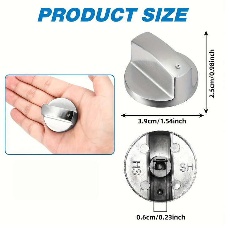 Tiradores de control de estufa de gas metálicos - Acabado cromado elegante, construcción metálica duradera, perfectos para ventiladores de cocina, fogones y estufas de gas LPG, instalación fácil, distribución de calor eficiente, tirador de estufa.
