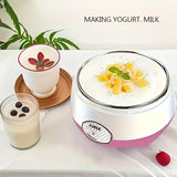 Fabricante de yogur compacto DLY con olla interior de acero inoxidable - Sin batería, enchufe estándar de EE. UU., Ideal para yogur casero y natto, 110V, capacidad de 1,5L, máquina para hacer yogur | Electrodoméstico compacto de cocina | Olla de acero in
