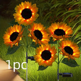 Linterna de césped artificial con girasol solar de 3 cabezas para jardín exterior, decoración con lámpara LED solar para terraza, jardín y patio, ideal para Halloween y Acción de Gracias