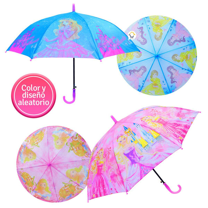Sombrilla Paraguas Automático Infantil Princesas Silbato SPA01
