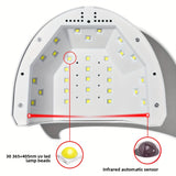 Lámpara profesional de gel de uñas LED de 48W con 30 LED, interfaz USB - Herramienta de tecnología de uñas de secado rápido para uso en salones y hogares, diseño moderno blanco, lámpara de uñas, equipo de salón, herramienta de belleza elegante, luces de