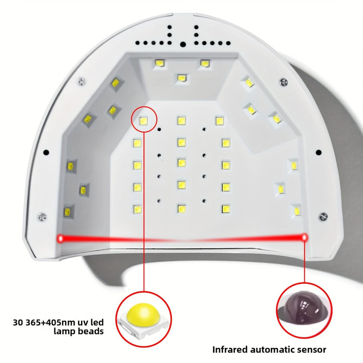 Lámpara profesional de gel de uñas LED de 48W con 30 LED, interfaz USB - Herramienta de tecnología de uñas de secado rápido para uso en salones y hogares, diseño moderno blanco, lámpara de uñas, equipo de salón, herramienta de belleza elegante, luces de