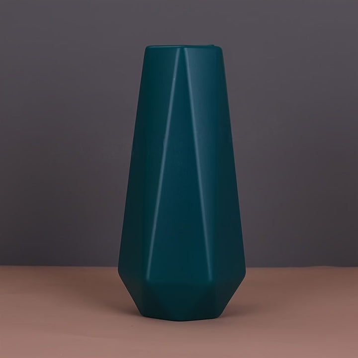1 unidad Jarrón geométrico contemporáneo de flores, plástico resistente a los golpes, decoración de estilo europeo, ornamento multiusos seco y húmedo, accesorio de decoración para el hogar - Colores surtidos