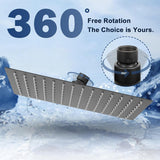 Juego de cabezal de ducha de acero inoxidable con flor - riego superior lujoso, alta presión de agua para una experiencia incomparable - diseño cuadrado, eficiente y ahorro de agua, mejora la estética del baño