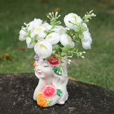 1pc Busto de Mujer Serena Floral en Resina con Rosas Blancas y Follaje - Decoración Artesanal para Hogar/Oficina, No Necesita Electricidad, Pieza de Arte Clásica para Suelo o Mesa, Adorno de Mesa, Diseño Floral Vibrante, Artesanía Intrincada