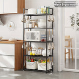 Estantería de Plástico Resistente de 5 Niveles - Organizador Multifuncional Ajustable y Apilable con Estantes Abiertos, Diseño Independiente Ahorrador de Espacio para Cocina, Garaje o Despensa - Unidad de Almacenamiento Moderna y Duradera