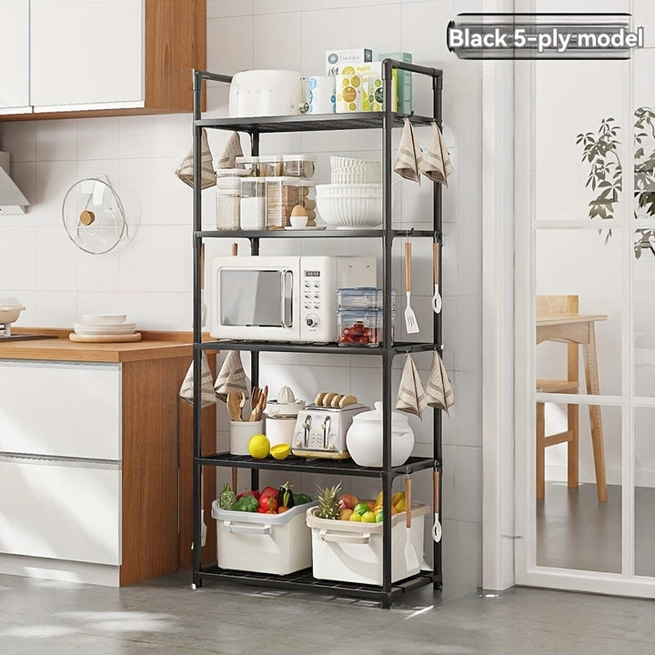 Estantería de Plástico Resistente de 5 Niveles - Organizador Multifuncional Ajustable y Apilable con Estantes Abiertos, Diseño Independiente Ahorrador de Espacio para Cocina, Garaje o Despensa - Unidad de Almacenamiento Moderna y Duradera