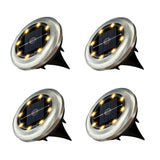 Luz solar para piso, iluminación exterior, sin cables, carga automática, batería de larga duración, ideal para jardín, césped o patio (4/8 piezas, luz cálida/blanca)