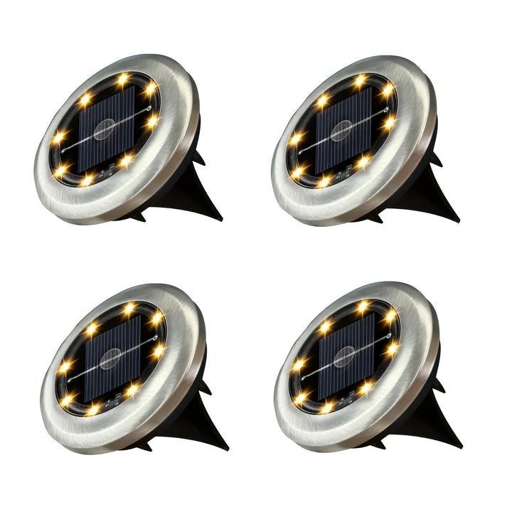 Luz solar para piso, iluminación exterior, sin cables, carga automática, batería de larga duración, ideal para jardín, césped o patio (4/8 piezas, luz cálida/blanca)