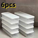 Juego de 6 contenedores plásticos para alimentos con tapa, recipientes rectangulares reutilizables para refrigerador, ideales para cebollas, cilantro, ajo, fideos, huevos, esenciales de cocina para lavar a mano