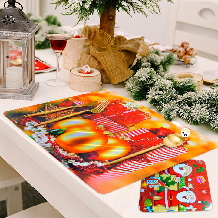 Mantel Individual Portavasos Navideño x6 Mesa Decorativo FM381