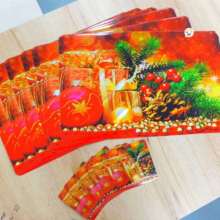 Mantel Individual Portavasos Navideño x6 Mesa Decorativo FM381