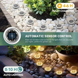 8 luces solares para jardín, iluminación LED para caminos, garajes, patios y jardines traseros, batería de níquel, montaje semi-inclinado, acabado pulido, control fácil con botón, diseño desmontable, iluminación cálida, cuerpo duradero de acrílico, espac