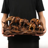 Adorno de Grupo de Elefantes Auspiciosos, Decoración Artesanal Perfecta para la Entrada, Adecuado para Sala de Estar, Mueble de Televisión, Armario de Vinos, Oficina, Regalo de Adornos de Elefante para Inauguración de Casa - 1 pieza