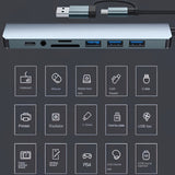 Hub USB multifunción 8 en 1, concentrador USB para computadora, hub USB C, lector de tarjetas TF/SD, salida de audio de 3.5 mm, ideal para transferencia de datos USB en computadoras