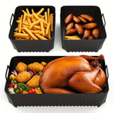 3 piezas de bandejas de horno de silicona de gran capacidad, reutilizables, compatibles con Ninja AF500, accesorios para freír en la cocina y restaurantes, material antiadherente.