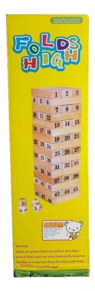 Torre Tipo Jenga Grande Madera Bloques 48pz Dados Juego Mesa