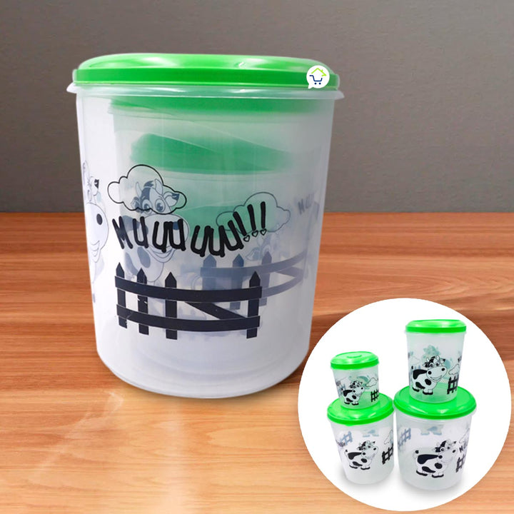 Juego De Recipientes Herméticos X4 Decorados Portacomidas Cocina 1058